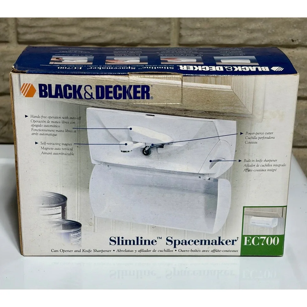 Black & Decker Slimline Spacemaker EC700 Can Opener Knife Sharpener White NIB